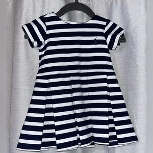 RALPH LAUREN POLO GIRLS STRIPED Blue White STRETCH PONTE DRESS size 6m [H-33]